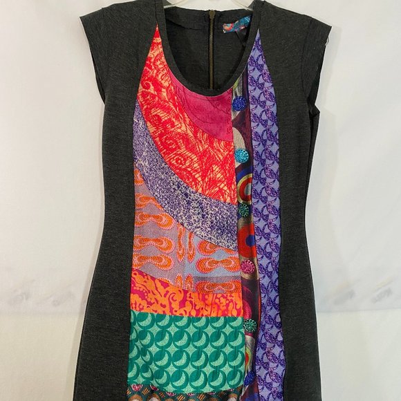 Disigual Dresses & Skirts - SOLD Desigual Gray & Multicolor Cap Sleeves Pullover Tank Dress NWOT